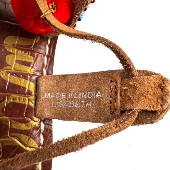 Sam Edelman Lisabeth Sandals 6 Lace Up Beaded Pom Pom Bohemian Brand New - Picture 4 of 11